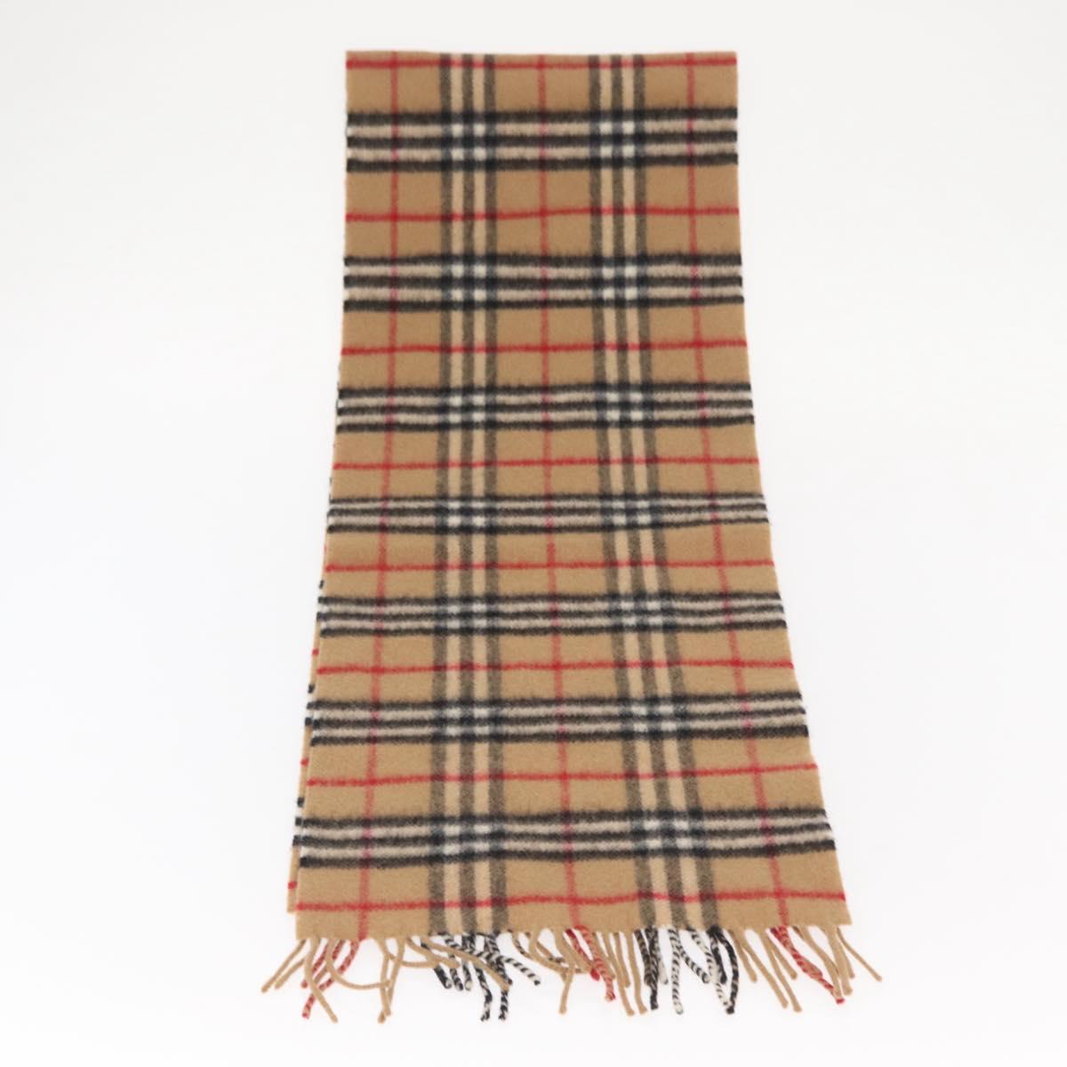 Burberrys Nova Check Scarf Wool Beige Auth am10148