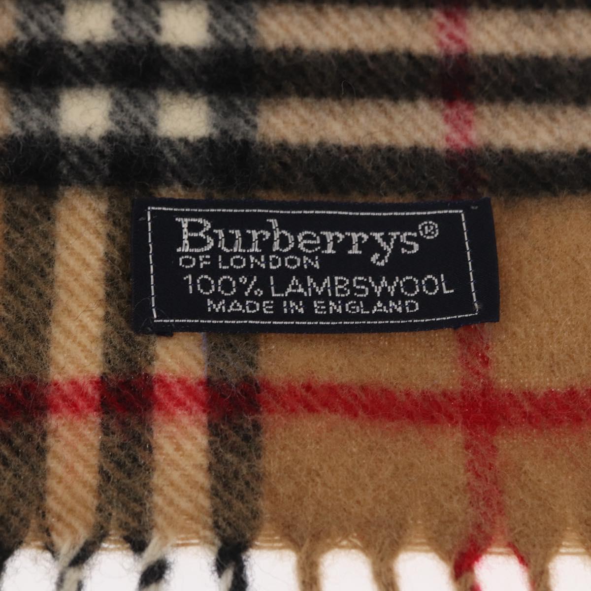 Burberrys Nova Check Scarf Wool Beige Auth am10148