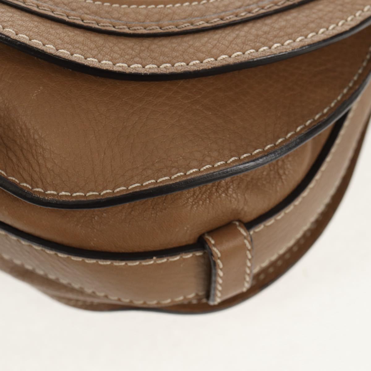 Chloe Mercy Shoulder Bag Leather Beige Gold Auth am10151