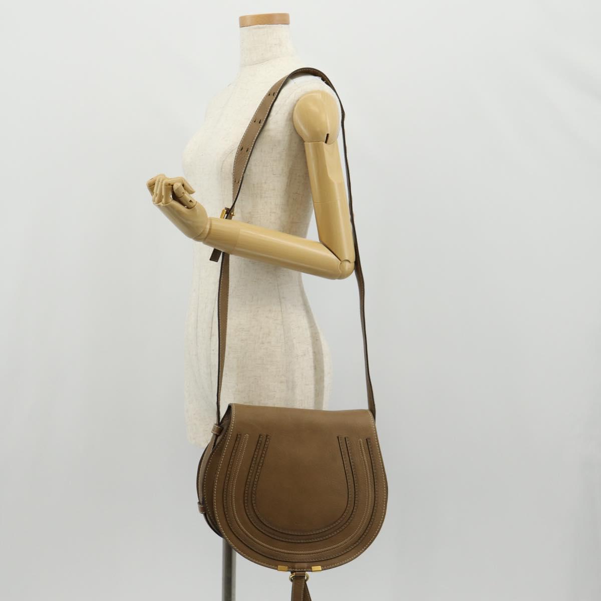 Chloe Mercy Shoulder Bag Leather Beige Gold Auth am10151