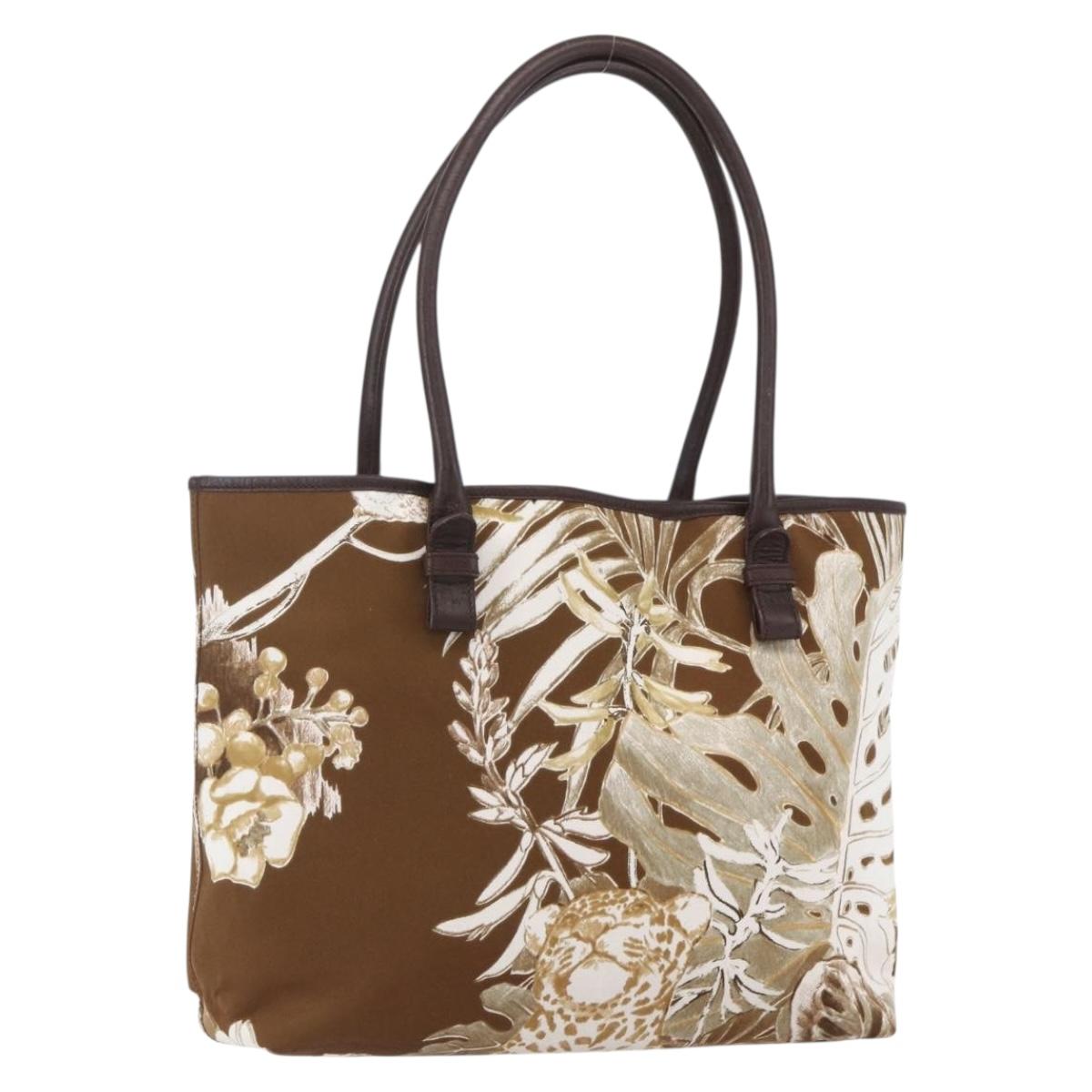 Salvatore Ferragamo Tote Bag Canvas Brown Gold Auth am10161