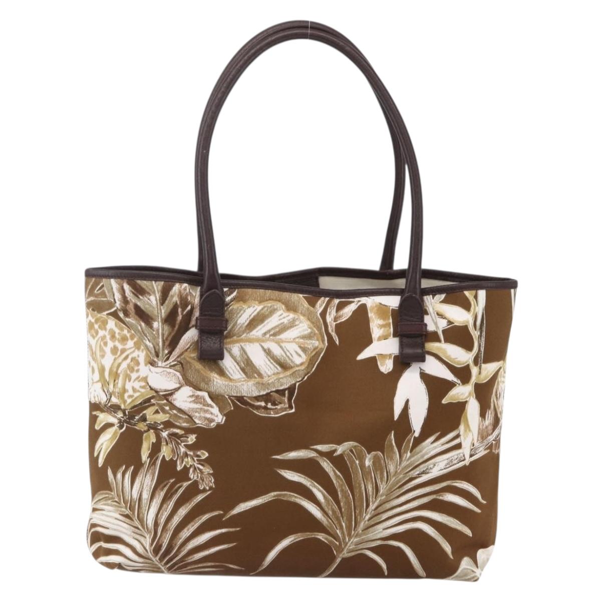 Salvatore Ferragamo Tote Bag Canvas Brown Gold Auth am10161