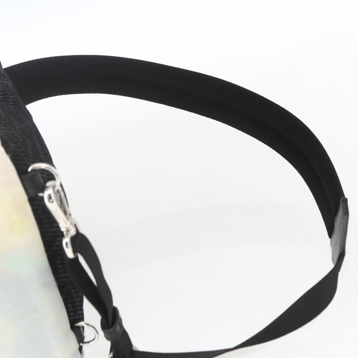 FENDI Zucca Canvas Shoulder Bag Nylon White Silver Auth am10182V