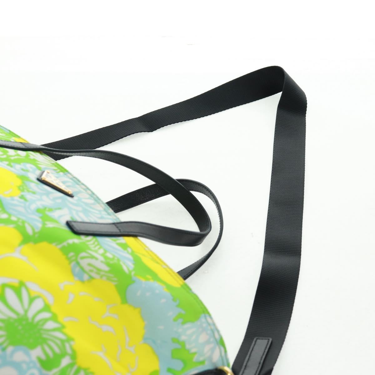 PRADA Tote Bag Nylon Leather 2way Multicolor Gold Auth am10186V