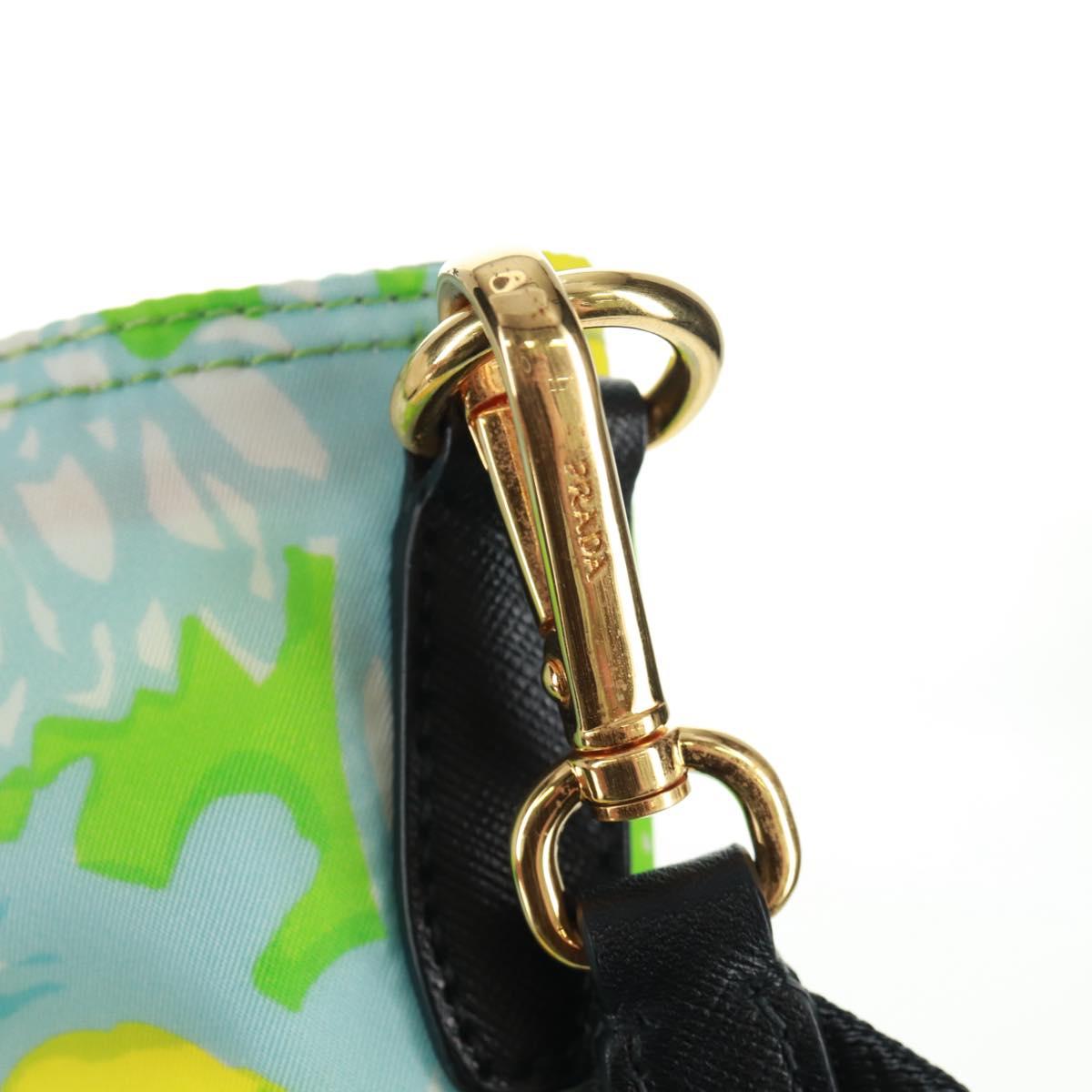 PRADA Tote Bag Nylon Leather 2way Multicolor Gold Auth am10186V