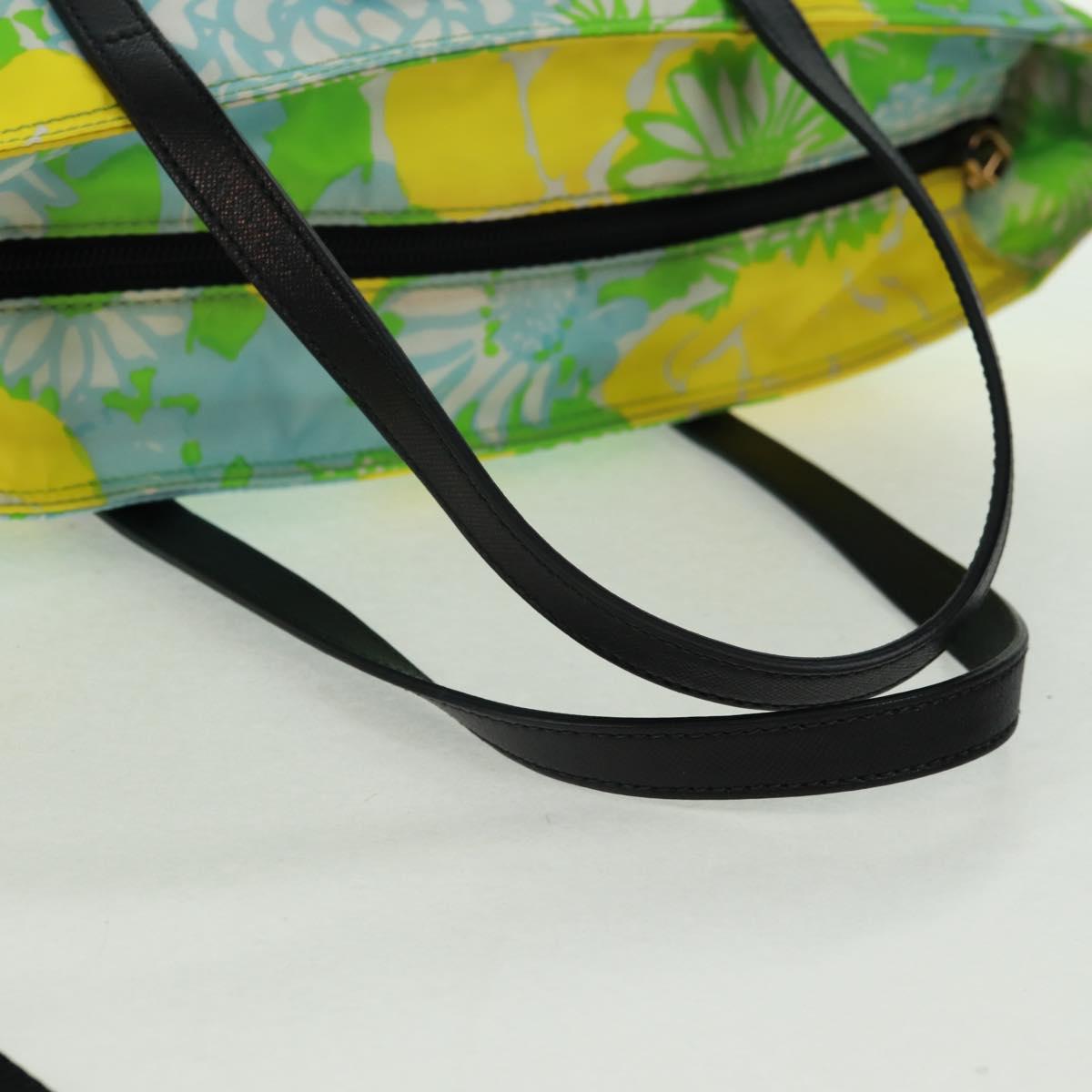 PRADA Tote Bag Nylon Leather 2way Multicolor Gold Auth am10186V
