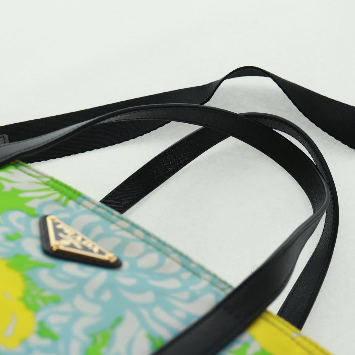 PRADA Tote Bag Nylon Leather 2way Multicolor Gold Auth am10186V