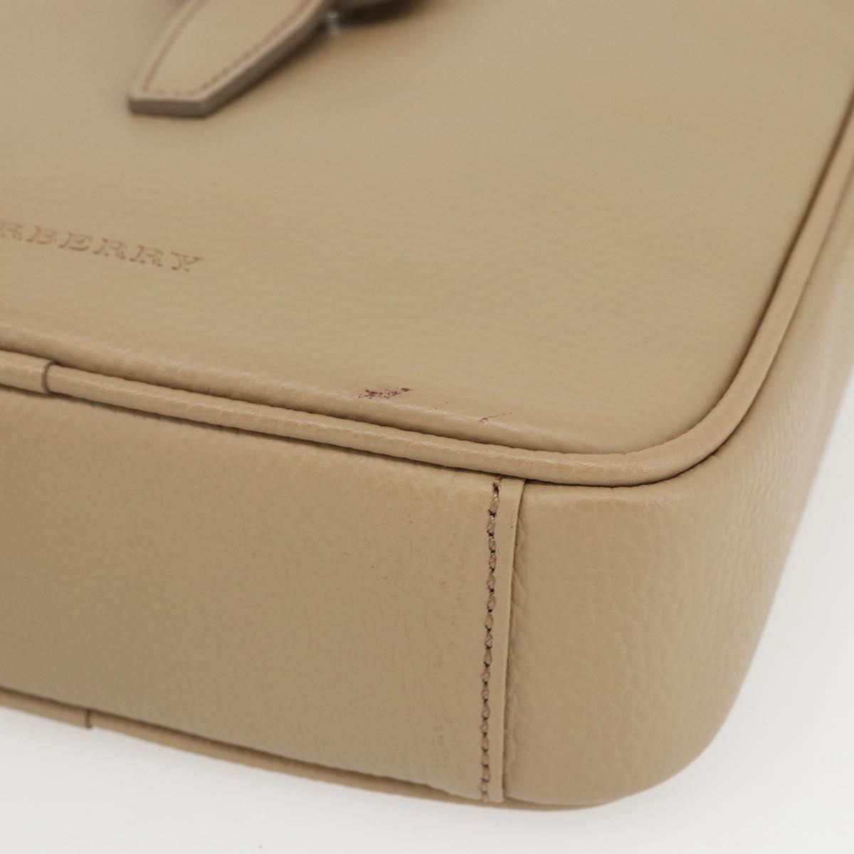 BURBERRY Shoulder Bag Leather Beige Silver Auth am10199V