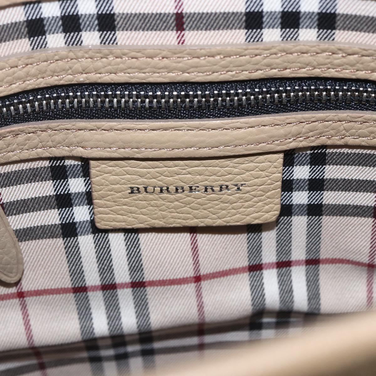 BURBERRY Shoulder Bag Leather Beige Silver Auth am10199V