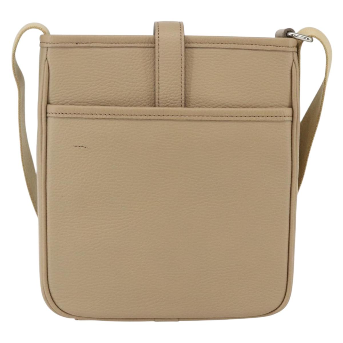 BURBERRY Shoulder Bag Leather Beige Silver Auth am10199V