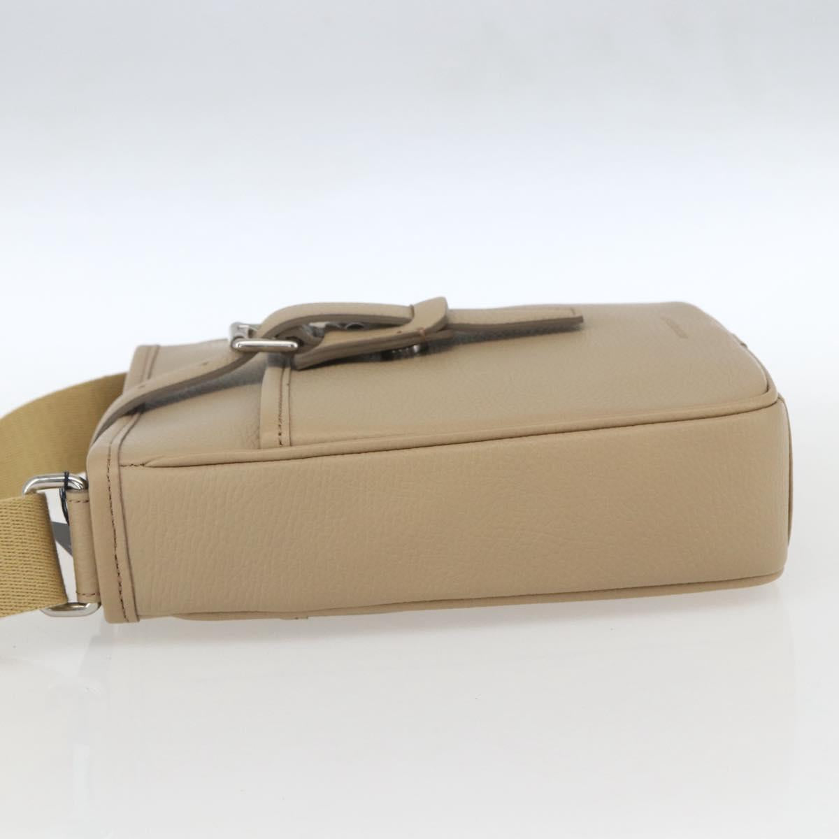 BURBERRY Shoulder Bag Leather Beige Silver Auth am10199V