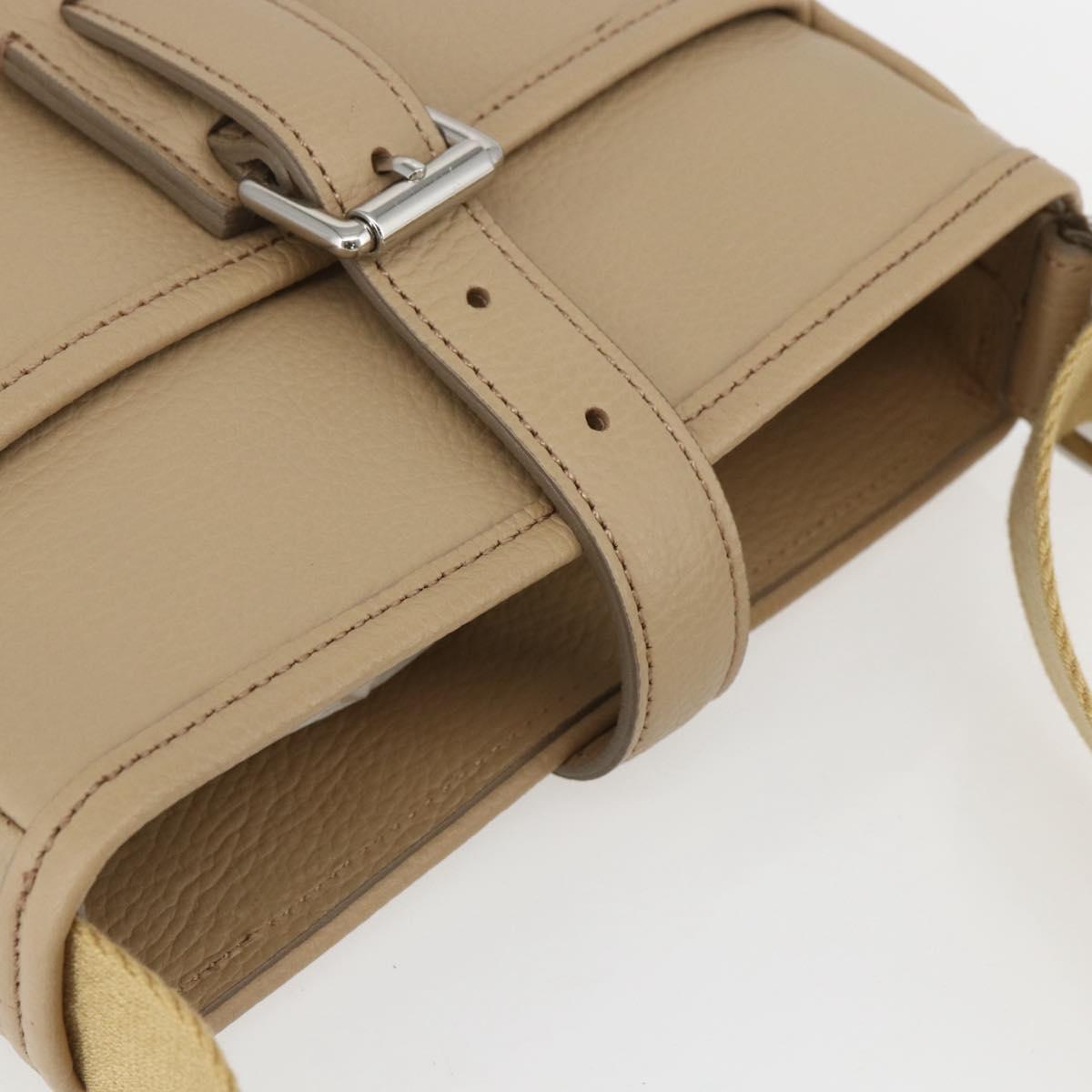 BURBERRY Shoulder Bag Leather Beige Silver Auth am10199V