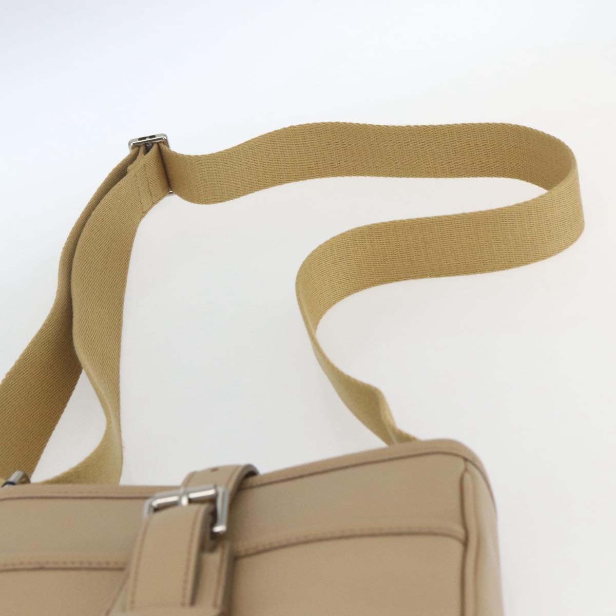 BURBERRY Shoulder Bag Leather Beige Silver Auth am10199V