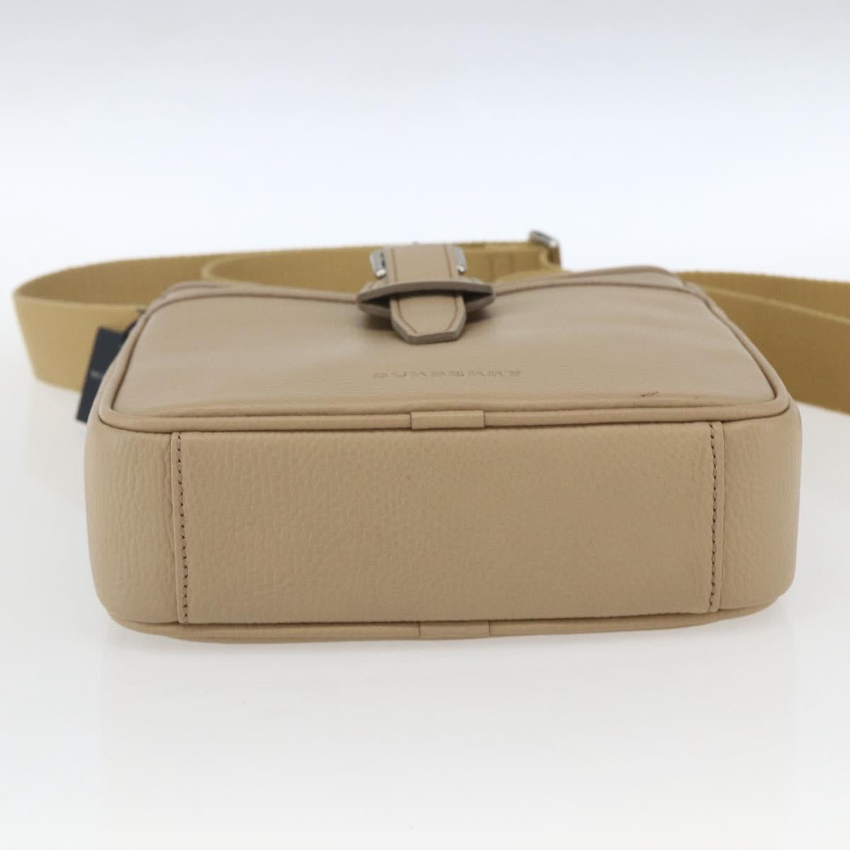 BURBERRY Shoulder Bag Leather Beige Silver Auth am10199V