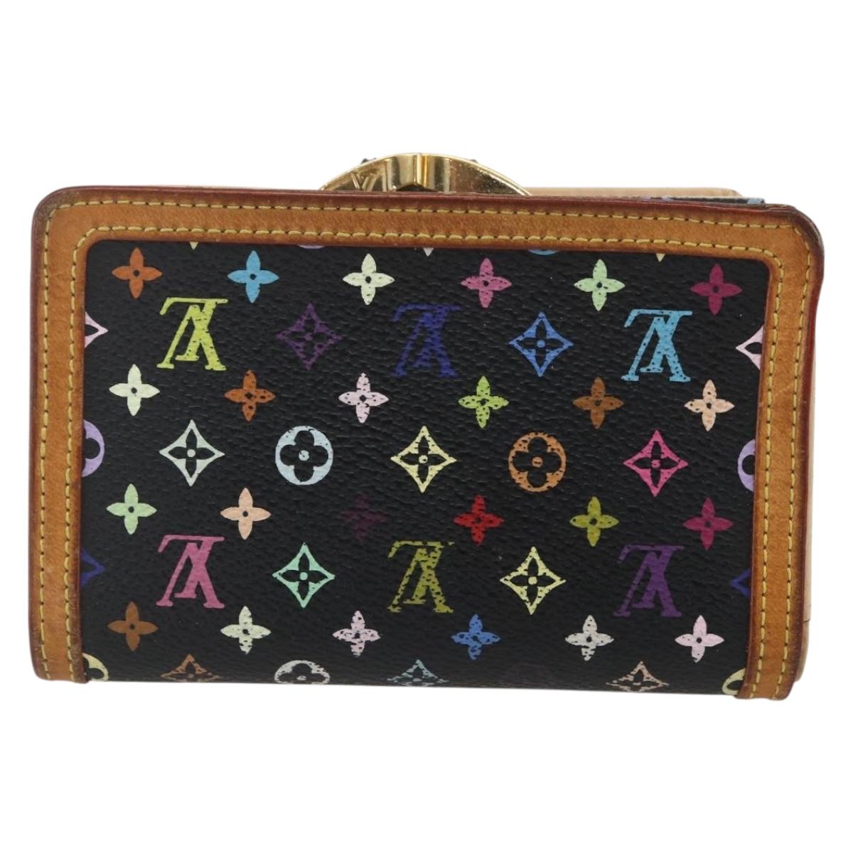 LOUIS VUITTON Multicolor Portefeuille Viennois Wallet Black M92988 Auth am10211