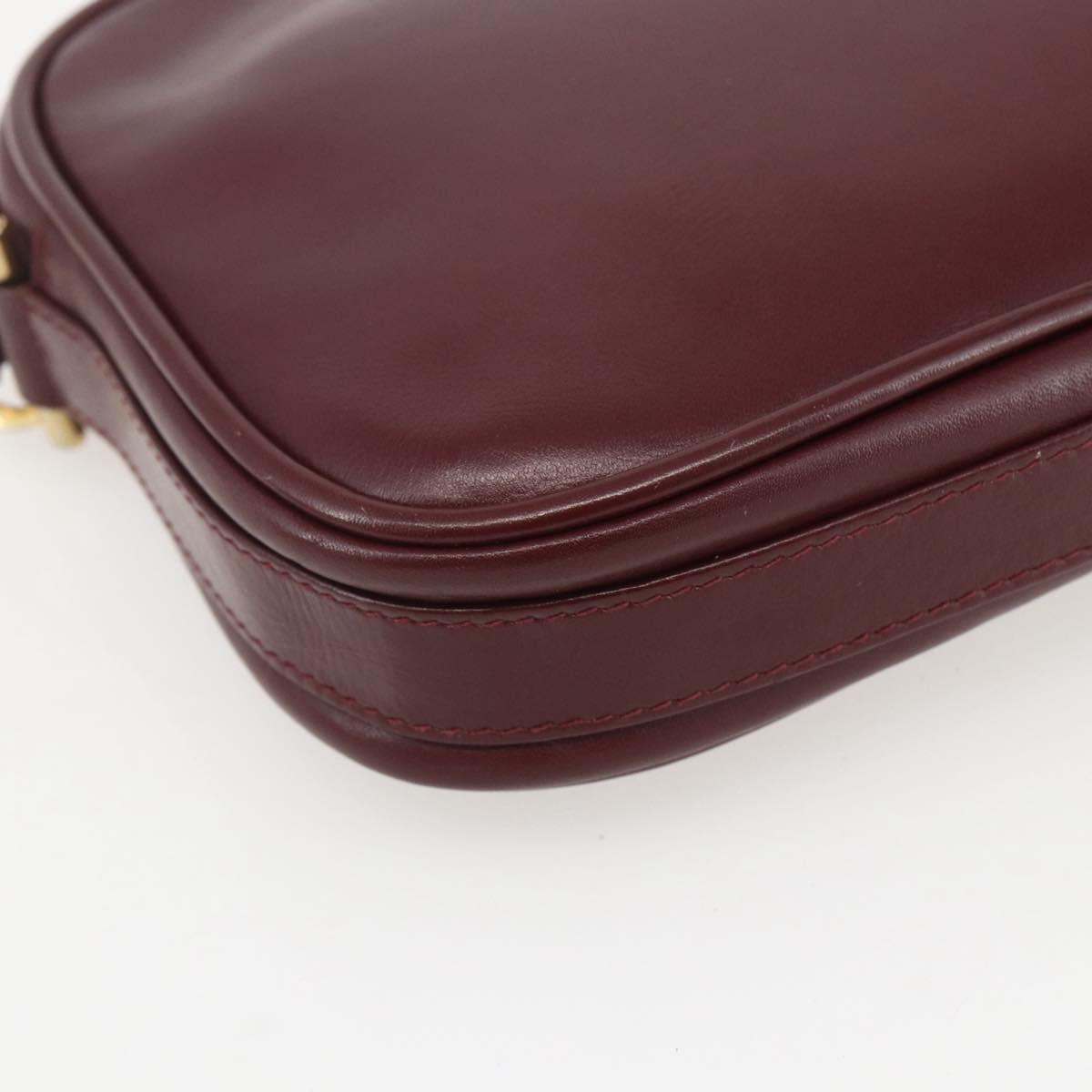 CARTIER Must Line Shoulder Bag Leather Bordeaux Gold Auth am10220