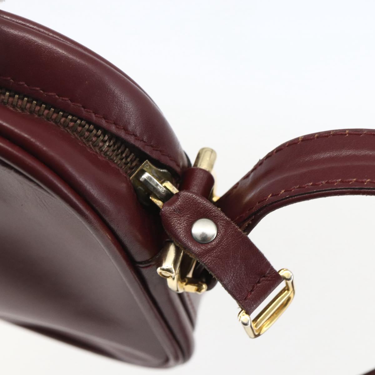 CARTIER Must Line Shoulder Bag Leather Bordeaux Gold Auth am10220