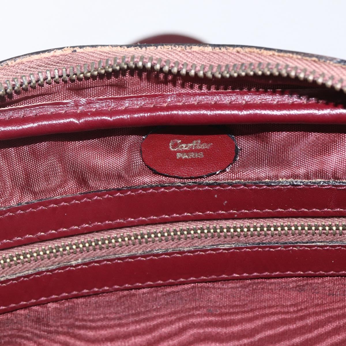 CARTIER Must Line Shoulder Bag Leather Bordeaux Gold Auth am10220