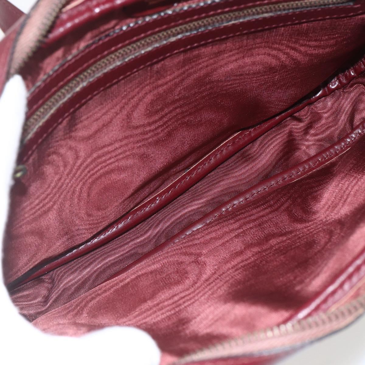 CARTIER Must Line Shoulder Bag Leather Bordeaux Gold Auth am10220