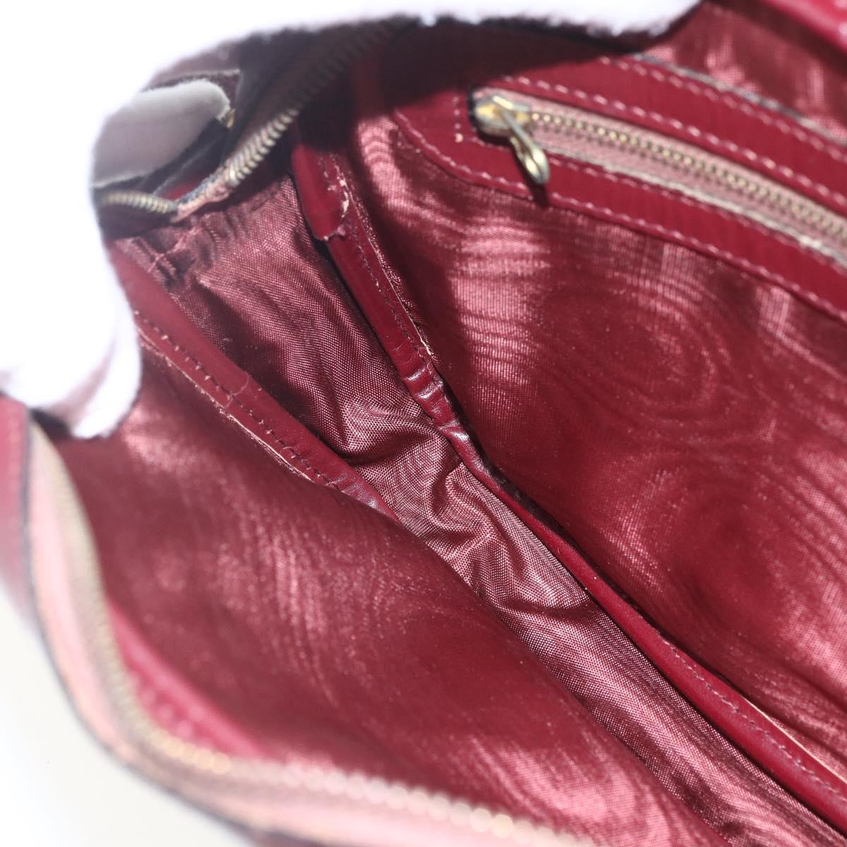 CARTIER Must Line Shoulder Bag Leather Bordeaux Gold Auth am10220