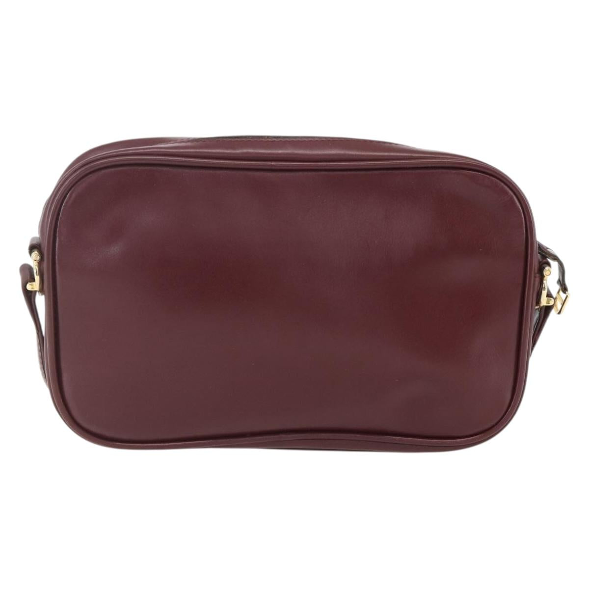 CARTIER Must Line Shoulder Bag Leather Bordeaux Gold Auth am10220