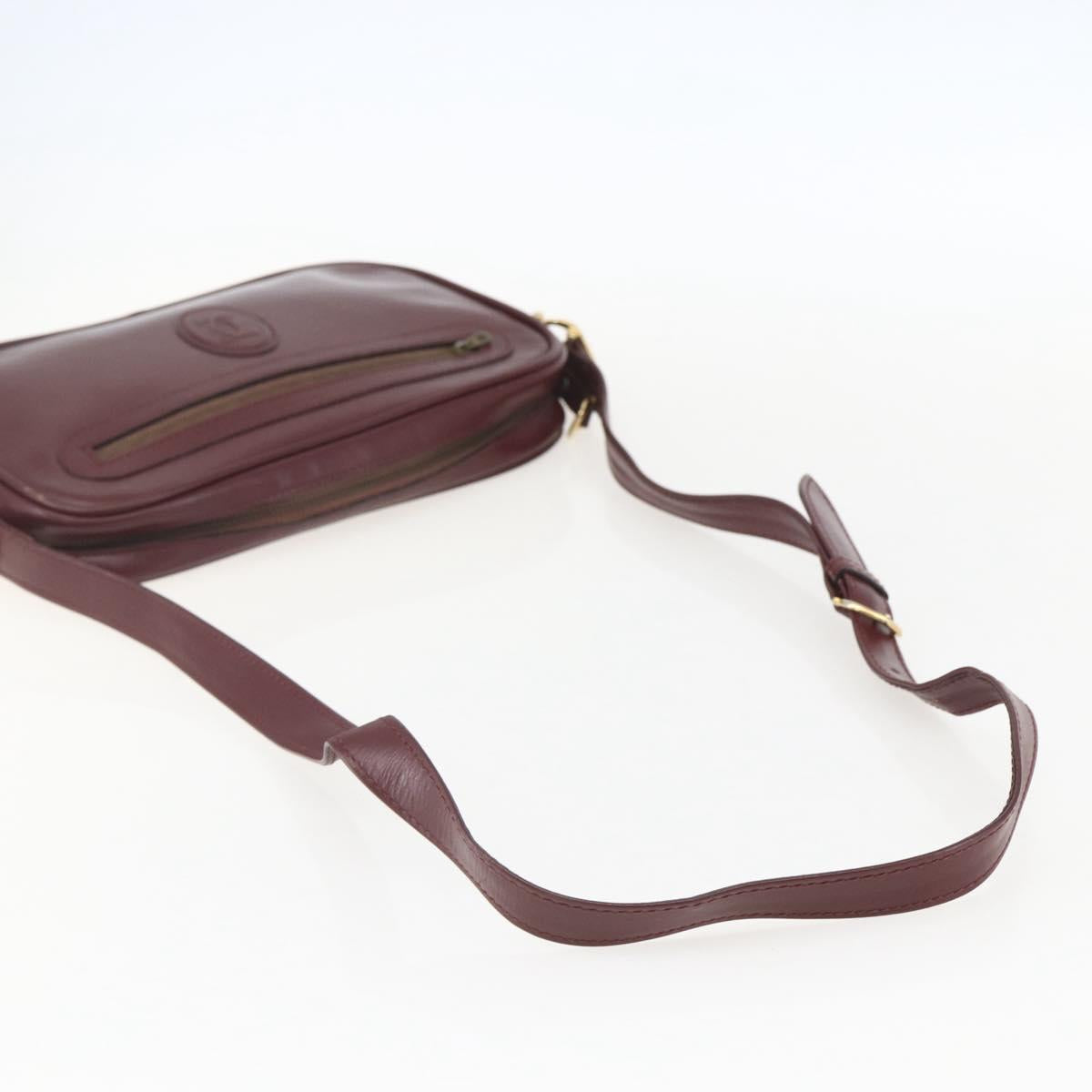 CARTIER Must Line Shoulder Bag Leather Bordeaux Gold Auth am10220