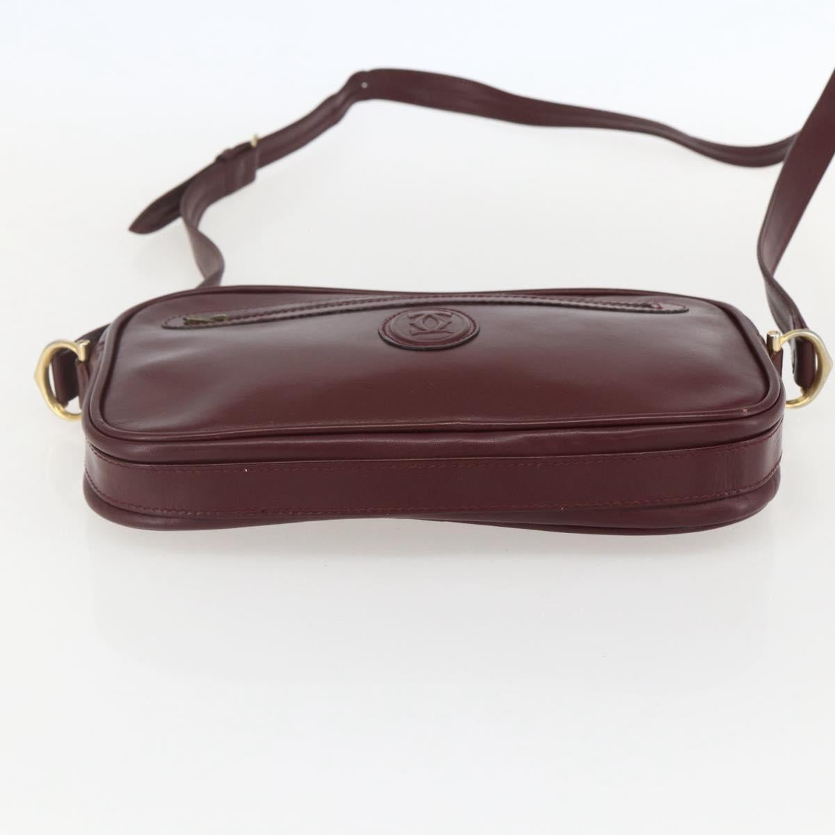 CARTIER Must Line Shoulder Bag Leather Bordeaux Gold Auth am10220