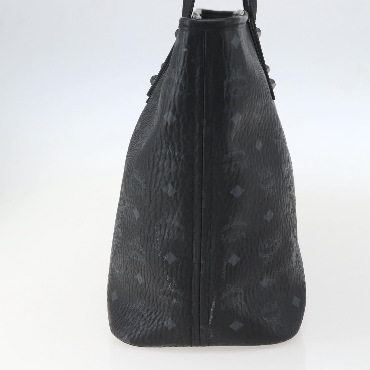 MCM Logogram Vicetos Tote Bag PVC Black Gold Auth am10225
