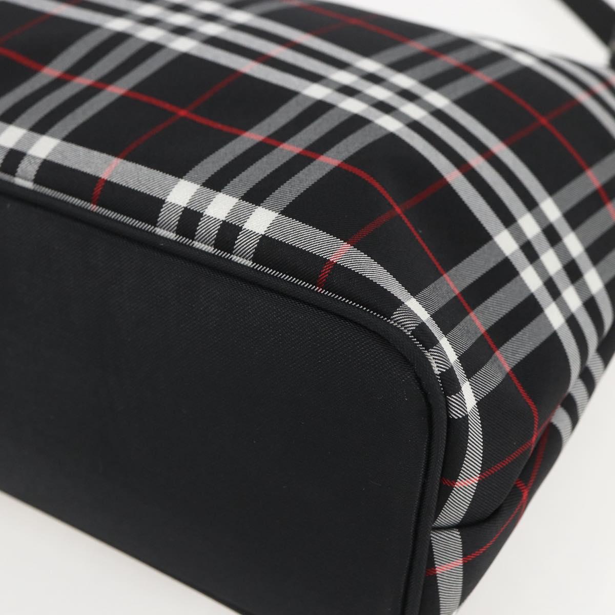 BURBERRY Nova Check Blue Label Shoulder Bag Nylon Black Silver Auth am10226V