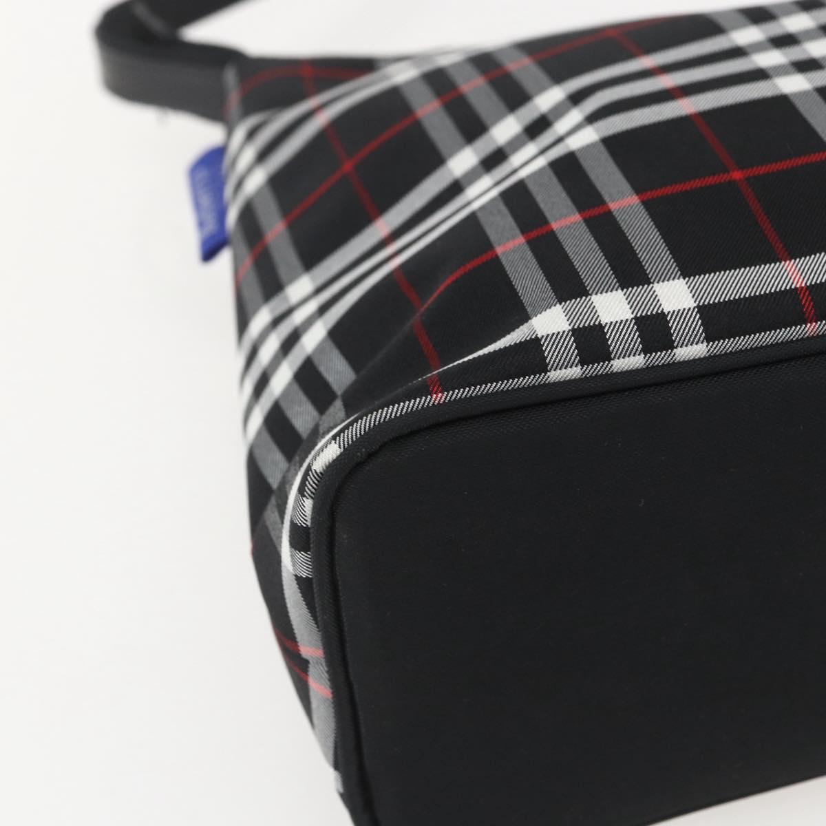BURBERRY Nova Check Blue Label Shoulder Bag Nylon Black Silver Auth am10226V