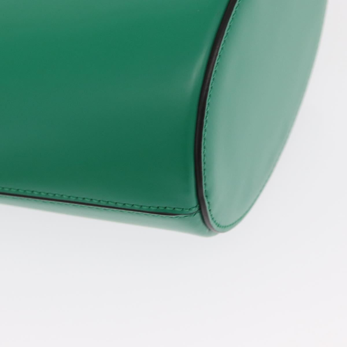 Salvatore Ferragamo Gancini trifolio Hand Bag Leather Green Gold Auth am10228V
