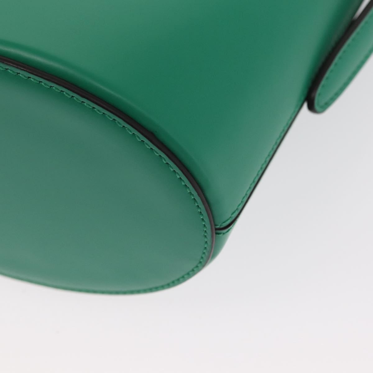 Salvatore Ferragamo Gancini trifolio Hand Bag Leather Green Gold Auth am10228V