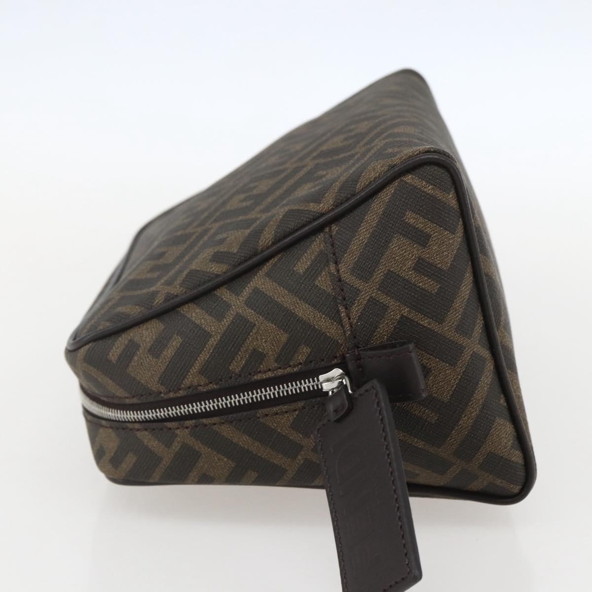 FENDI Zucca Canvas Clutch Bag PVC Black Brown Auth am10229V