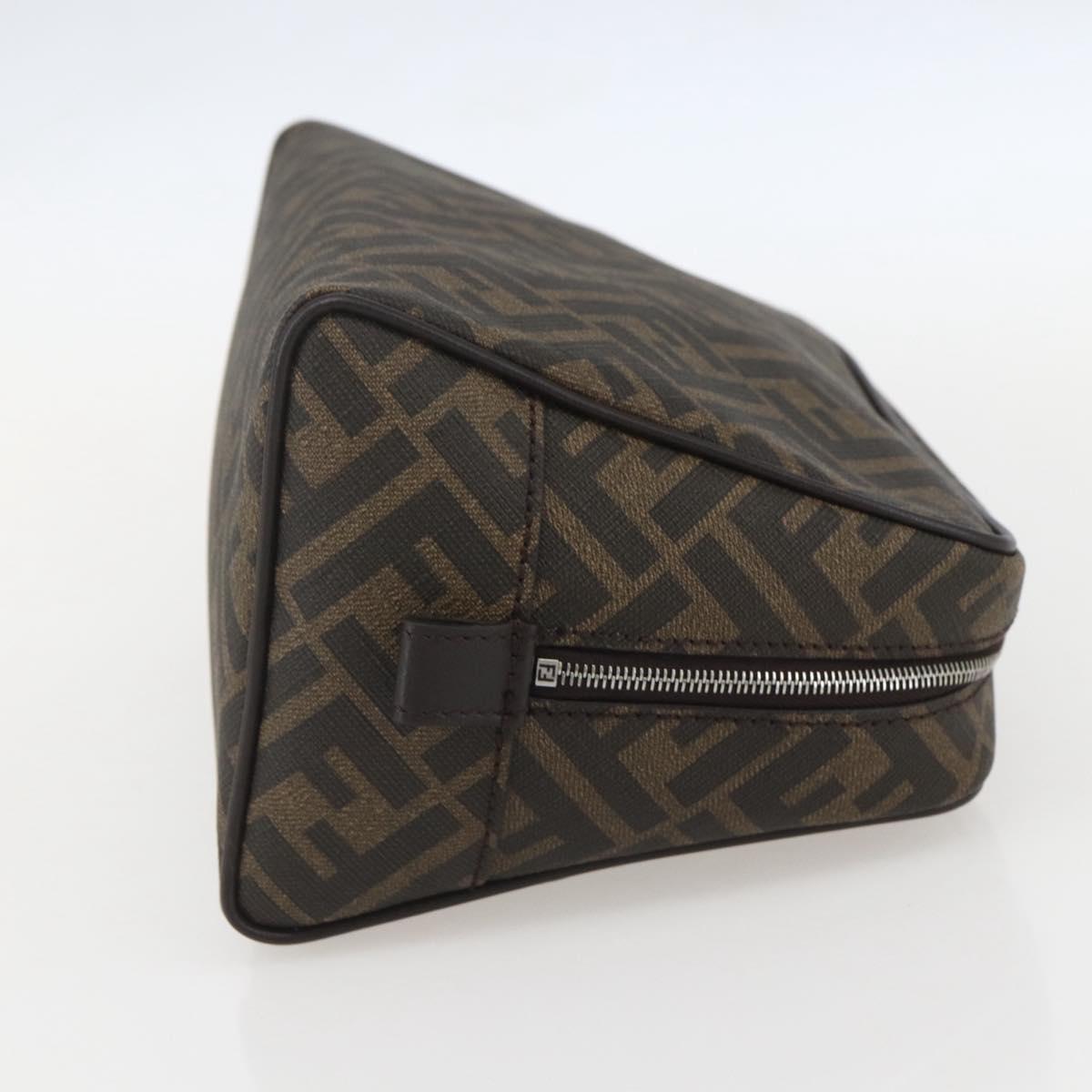 FENDI Zucca Canvas Clutch Bag PVC Black Brown Auth am10229V