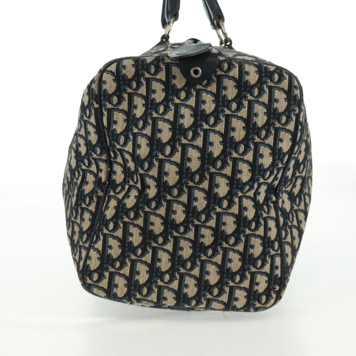 Christian Dior Trotter Canvas Mini Boston Bag Navy Silver Auth am10233