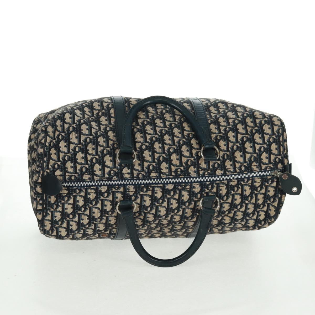 Christian Dior Trotter Canvas Mini Boston Bag Navy Silver Auth am10233