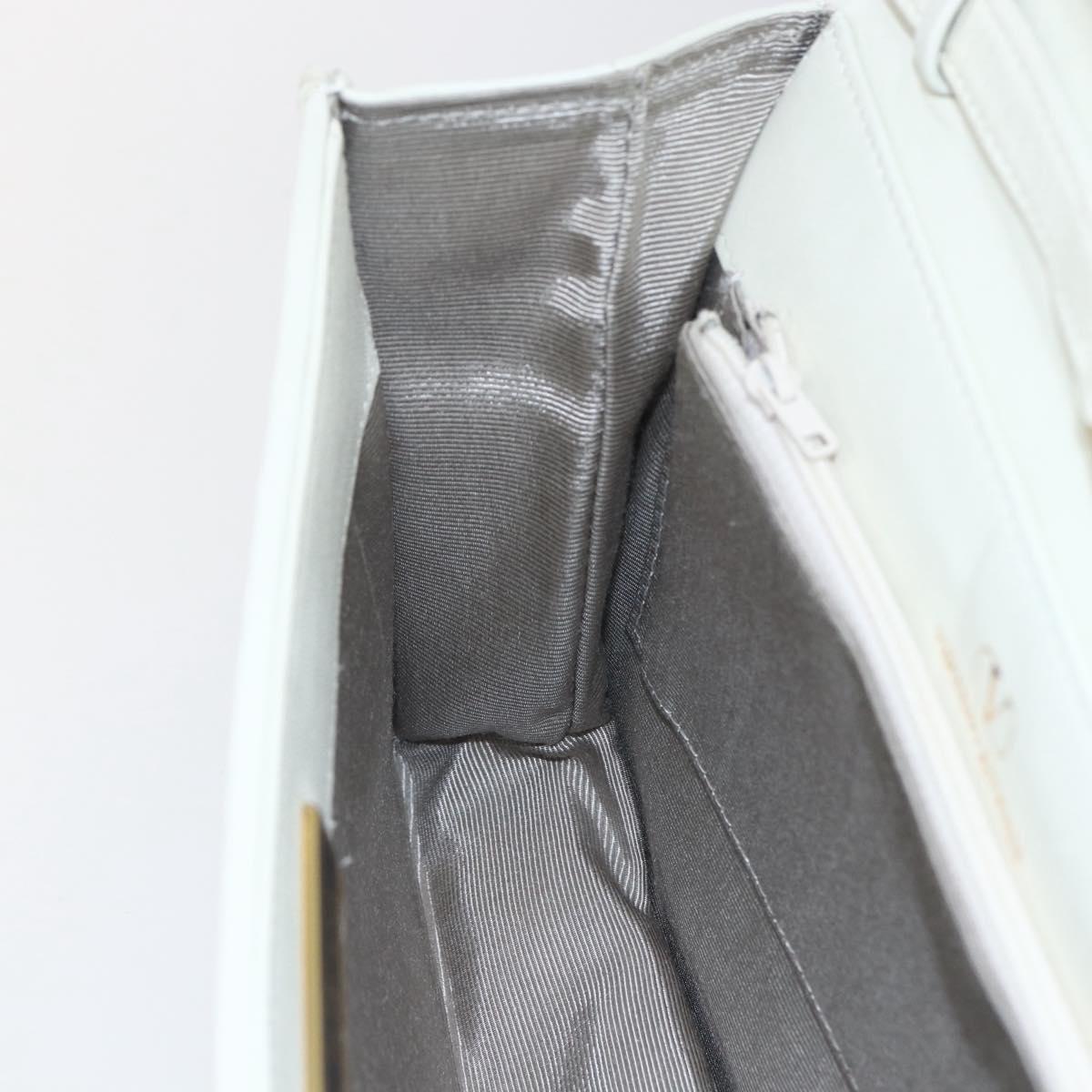 VALENTINO V stitch Shoulder Bag Leather White Gold Auth am10239