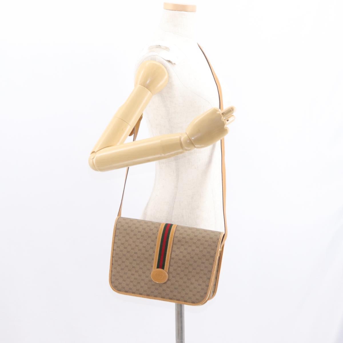 GUCCI Micro GG Supreme Web Sherry Line Bag PVC Beige 001 904 0915 Auth am10240