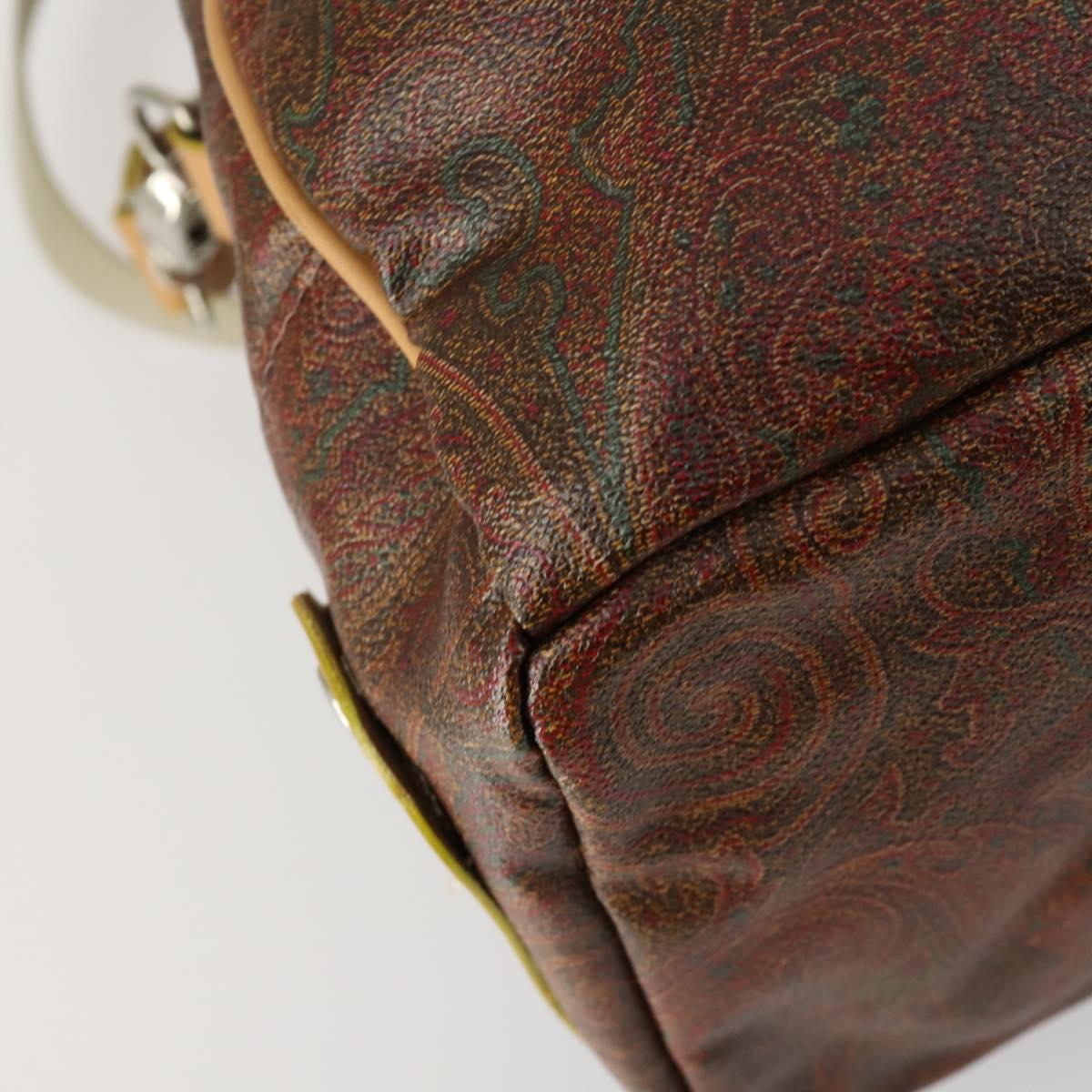 ETRO Paisley Boston Bag PVC 2way Bordeaux Gold Auth am10241