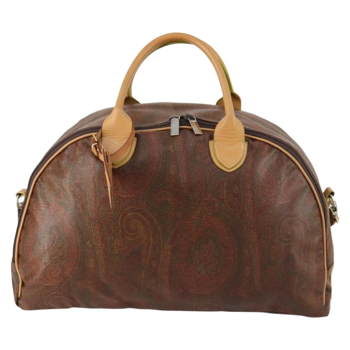 ETRO Paisley Boston Bag PVC 2way Bordeaux Gold Auth am10241