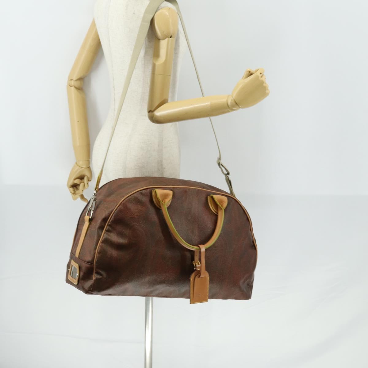 ETRO Paisley Boston Bag PVC 2way Bordeaux Gold Auth am10241