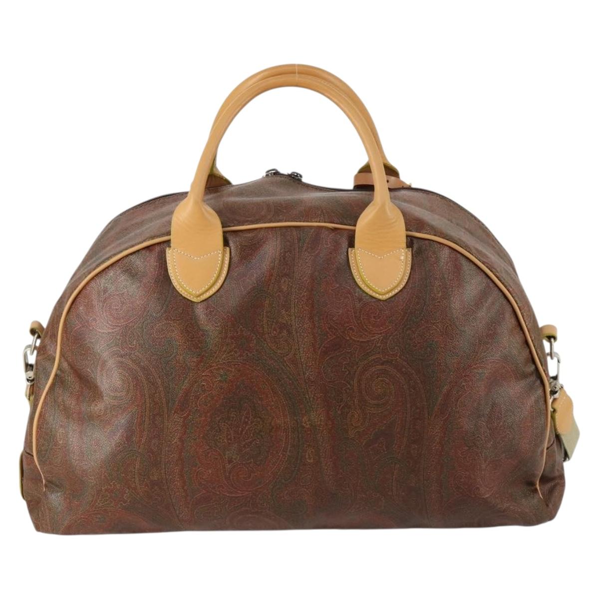 ETRO Paisley Boston Bag PVC 2way Bordeaux Gold Auth am10241