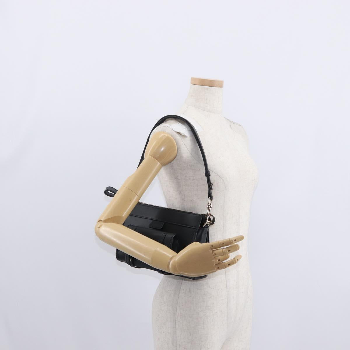 Chloe Edith Shoulder Bag Leather Black Gold Auth am10259V