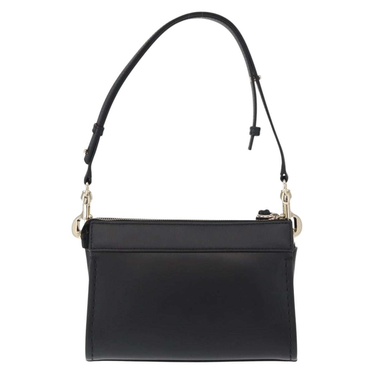 Chloe Edith Shoulder Bag Leather Black Gold Auth am10259V