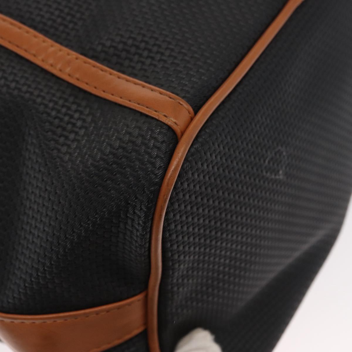 SAINT LAURENT Shoulder Bag Coated Canvas Black Brown gold Auth am10268