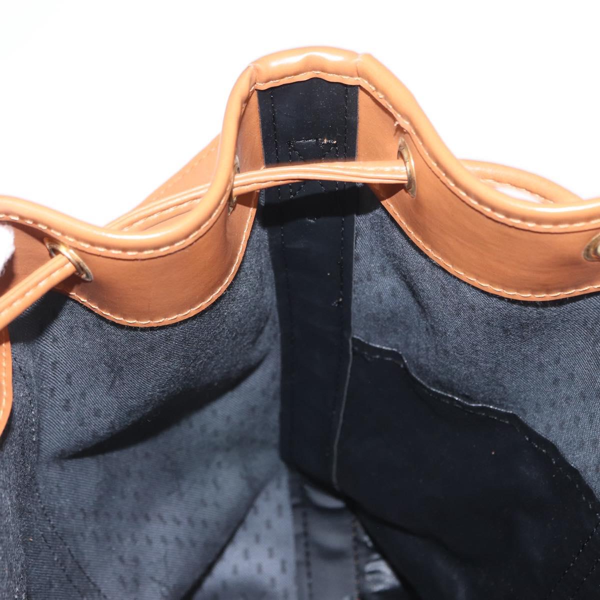 SAINT LAURENT Shoulder Bag Coated Canvas Black Brown gold Auth am10268