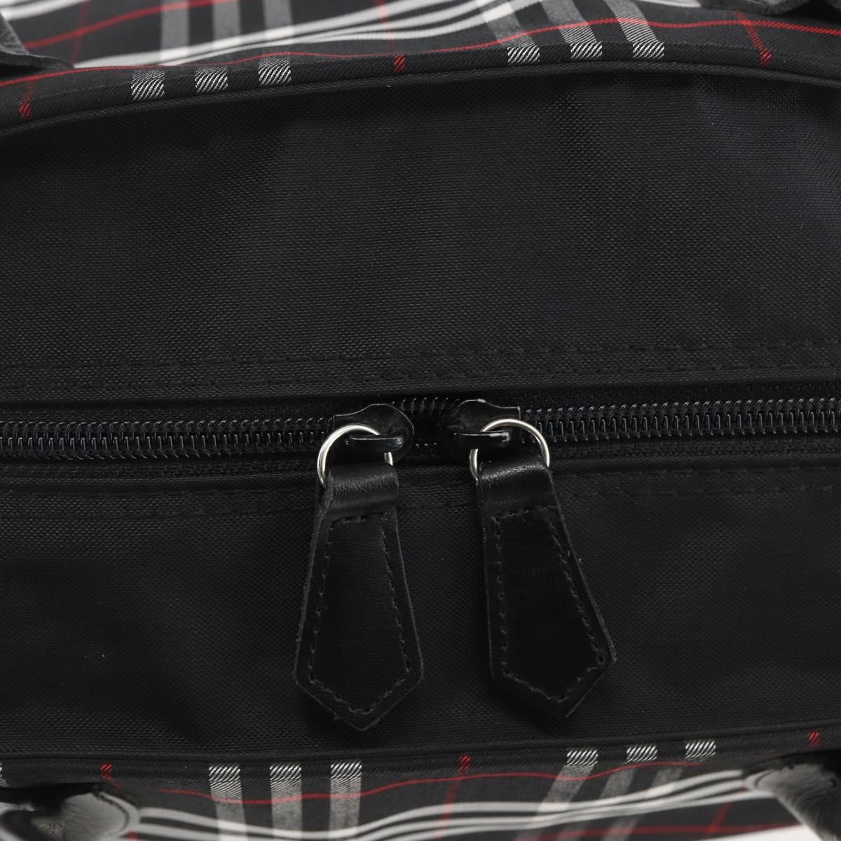 Burberrys Nova Check Tote Bag Nylon Black Silver Auth am10273V