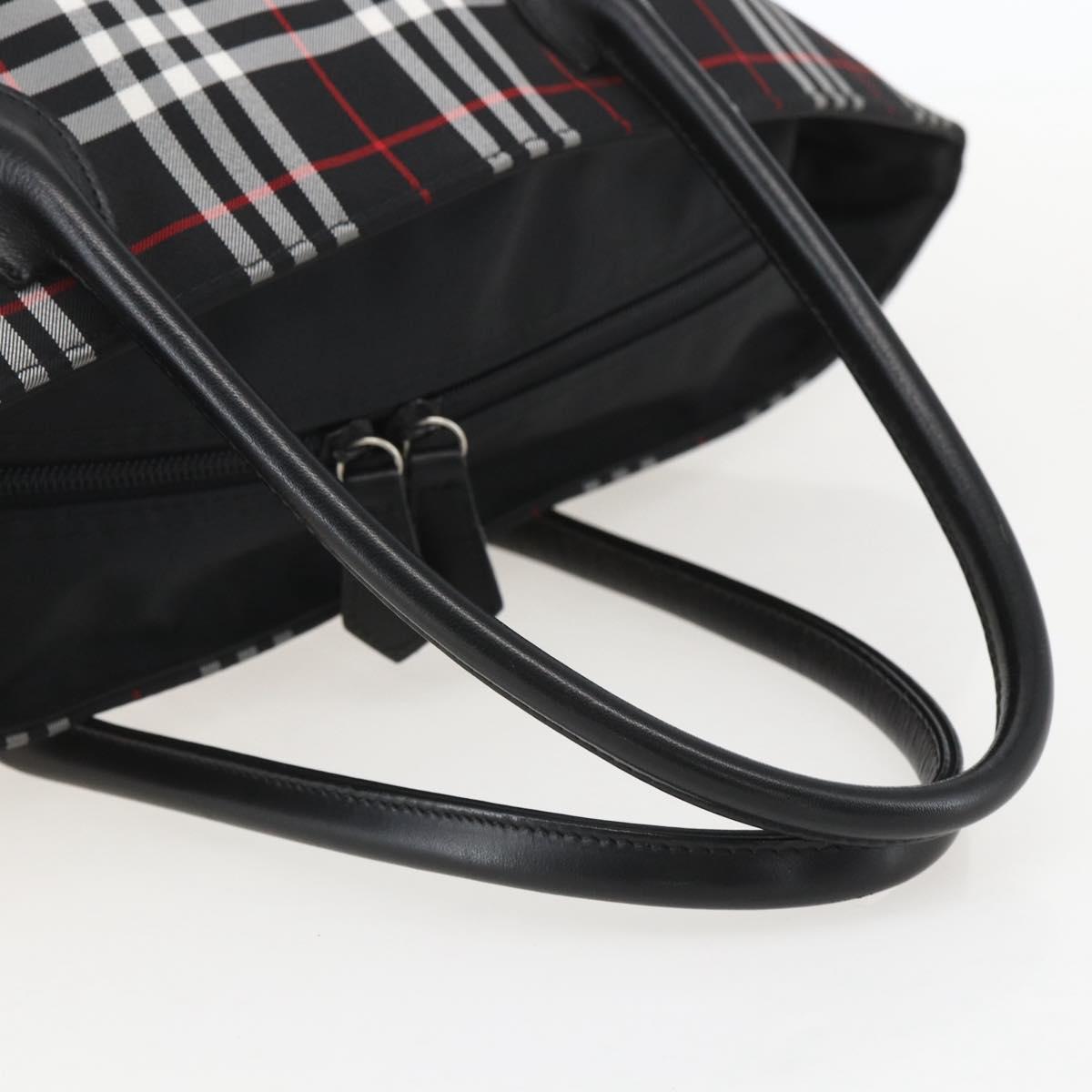 Burberrys Nova Check Tote Bag Nylon Black Silver Auth am10273V