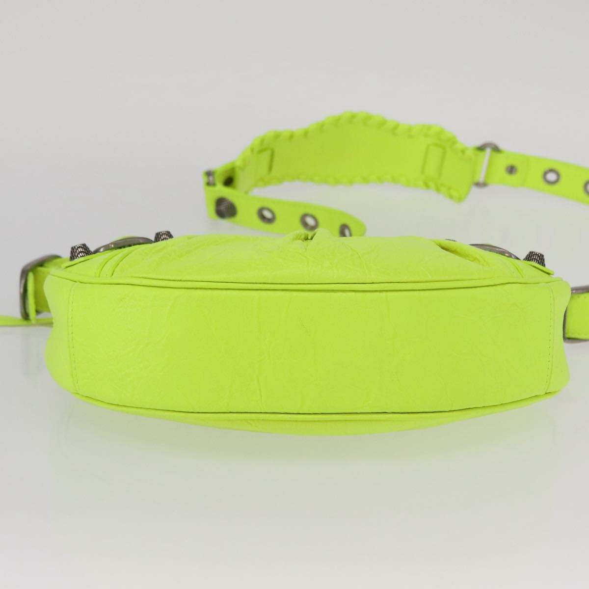 BALENCIAGA LucaGol XS Hand Bag Leather Neon yellow 671309 Auth am10278SAM