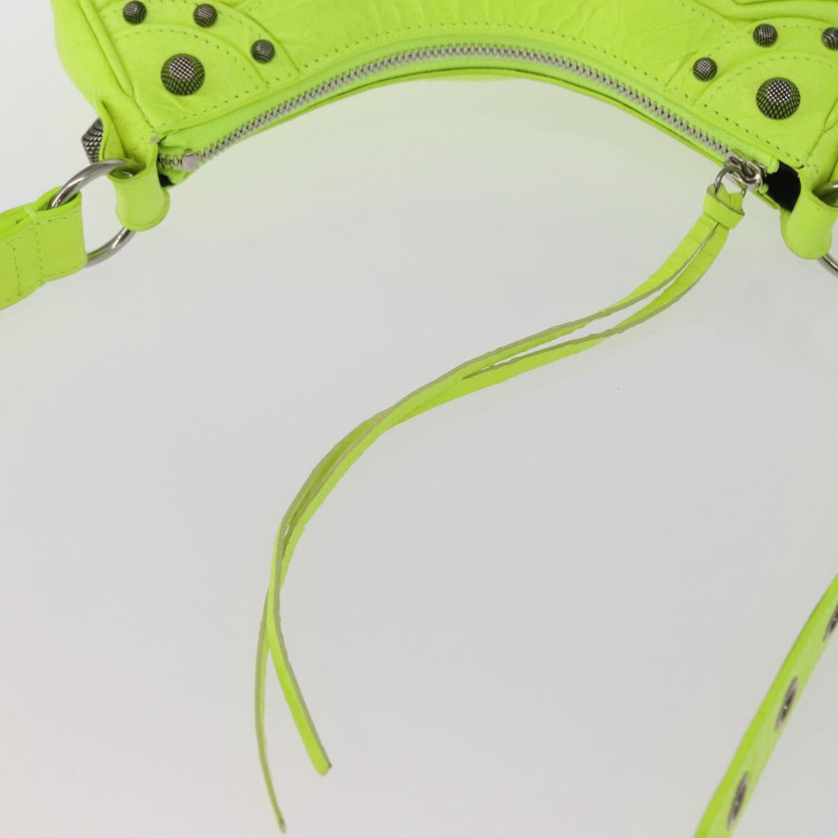 BALENCIAGA LucaGol XS Hand Bag Leather Neon yellow 671309 Auth am10278SAM
